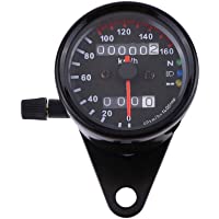 Akozon - Medidor de velocidad universal para moto- medidor de velocidad- doble pantalla digital KM-H (negro)